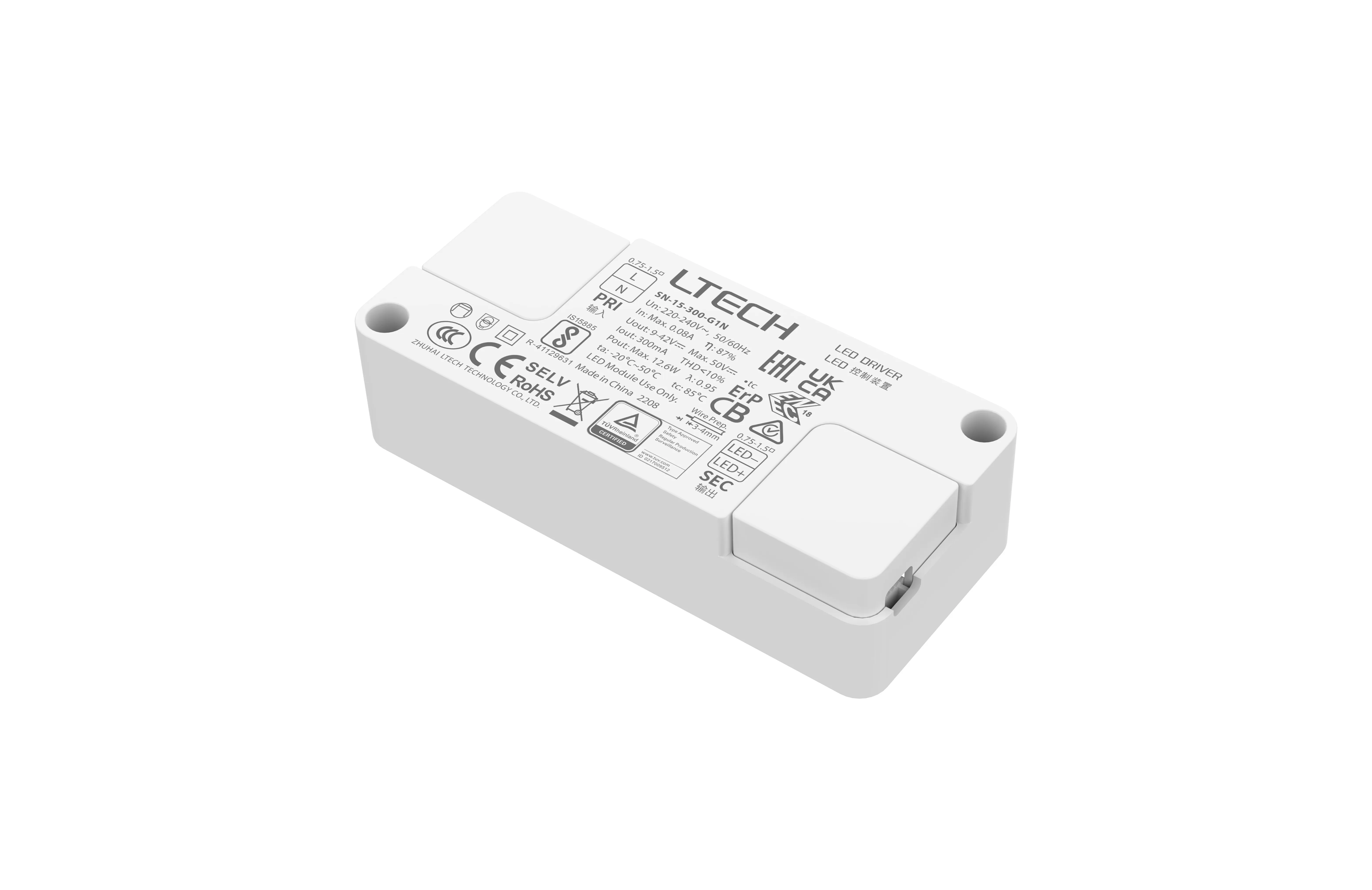 Intelligent Constant Current LED Driver, ON/OFF, 15W-180mA ,9-42Vdc , 200-240Vac, Out put Range.1.62W-7.56W, IP20, 5yrs Warrenty.
